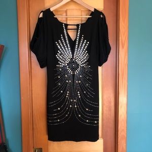 Black Metal Studded Bisou Bisou Mini Dress
